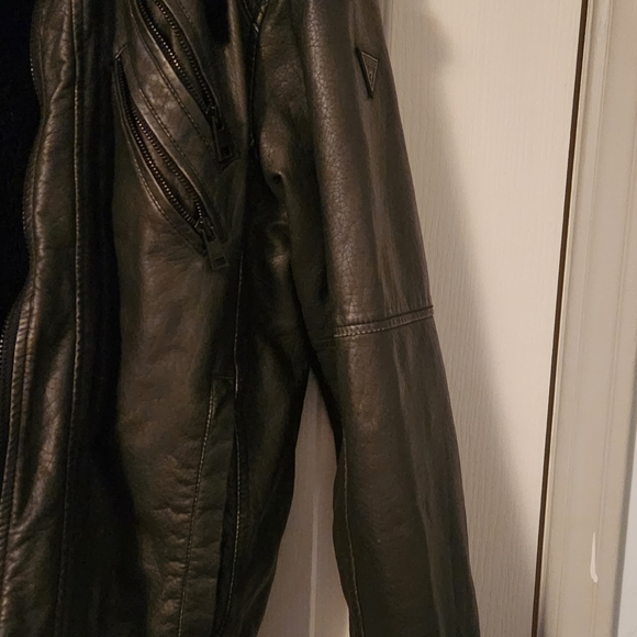 Guess faux leather jacket with removable hood. - Picture 8 of 11